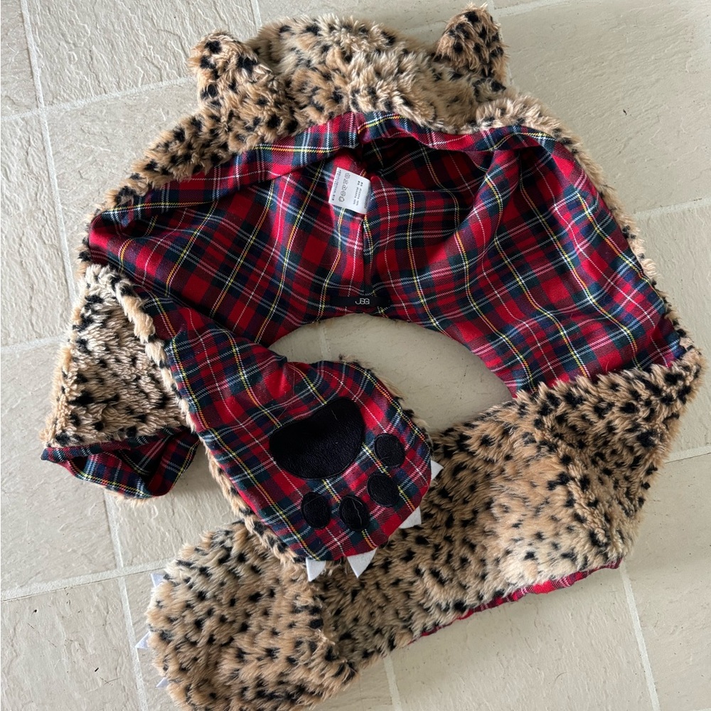 Jeg Animal Scarf Spirit Hood with Ears Leopard / Cheetah Paw Print Hand Warmers